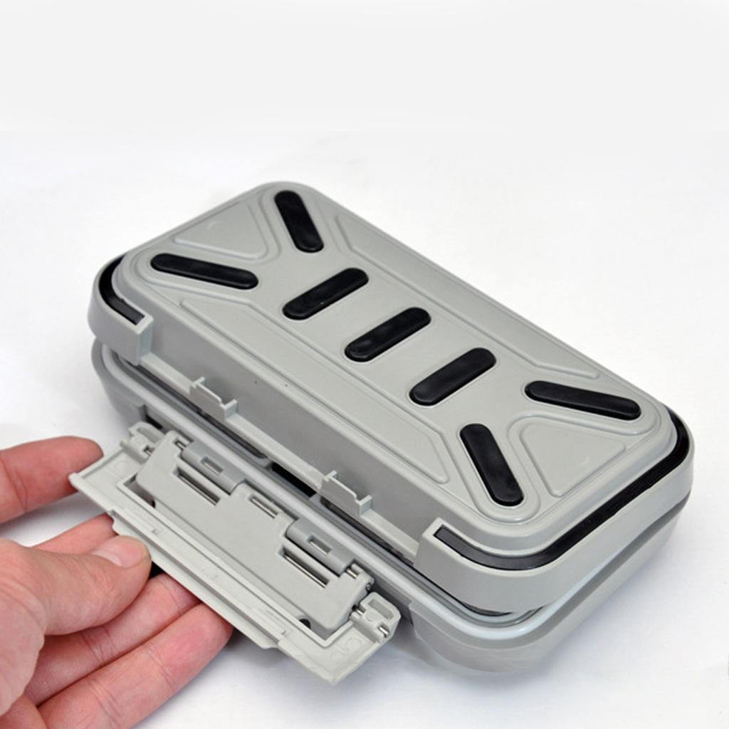 Waterproof Fishing Tackle Box Impact Resistant Compartment Adjustable for Fishing Hook Lure Medicine Pill Grey
