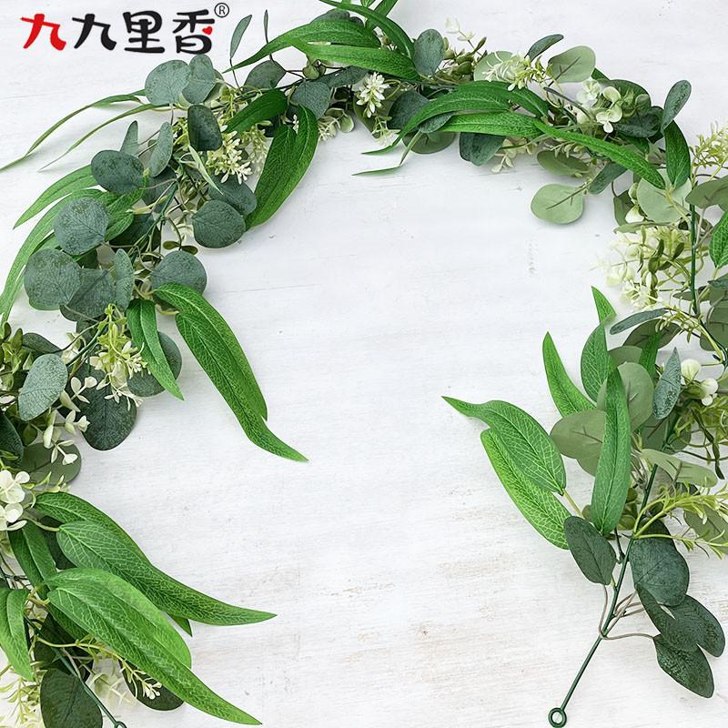 

Американская весна 180 см Имитация эвкалиптовой лозы Зеленый ивовый лист Эвкалиптовый лист Лоза