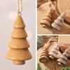 Set of 3 Christmas Tree Hanging Decoration, Natural Wood Pendant with Hanging Rope for Entryways, Rooms, Parties, and Seasonal Display