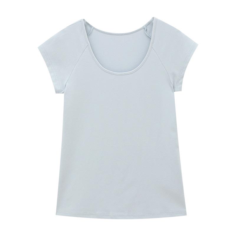 

Love and Nancy Весна 2025 Корейский стиль U-образный вырез Однотонная разноцветная футболка с коротким рукавом One Size