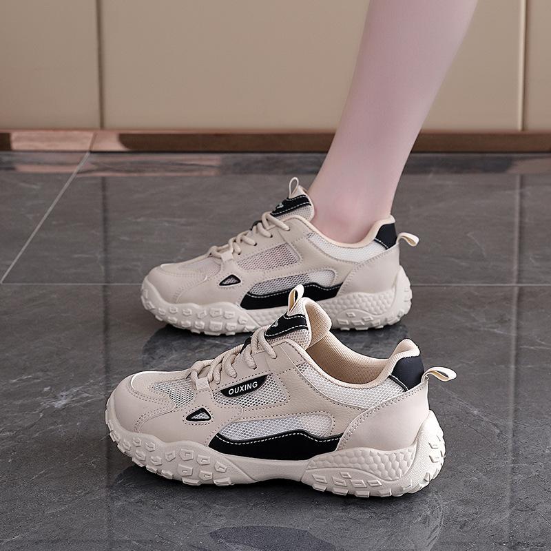Mesh breathable new dad shoes women 2025 spring student sports running casual sports board shoes women Q3001