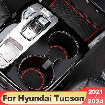 Dla Hyundai Tucson NX4 -2023 2024 Hybrid N Line antypoślizgowa bramka do schowków mata na kubki drzwi podkładka antypoślizgowa Coaster akcesoria wewnętrzne