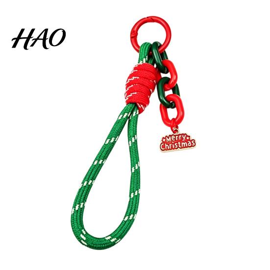 Festive Bag Accessory Christmas Wristlet Keychain, Braided Rope Keychain with Santa Snowman Mobile Decoration Pendant Reindeer Charm, Decorative