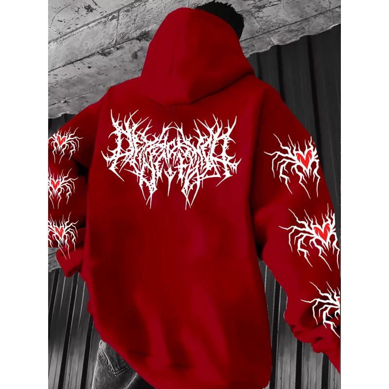Unisex Y2K Gothic Punk Graphic Hoodie Oversized Long Sleeve Streetwear Sweatshirt
