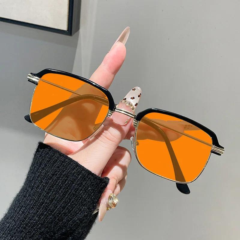 Luxury Metal Frame Blue Light Blocking Glasses Night Vision Goggles New Orange or Red Lens Eyewear for Competitive Game Computer