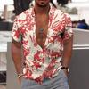 Summer Fashion Hawaiian Floral Beach Casual Shirt 3D Plant Pattern T-shirt Retro Short Sleeve Vacation Outdoor Men's and Women's Shirt