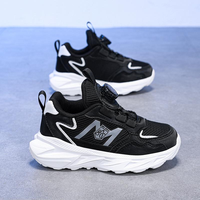 Children's Sports Shoes Boys and Girls 2025 Spring and Autumn New Breathable Mesh Shoes Primary School Boys Button Shoes Running Shoes