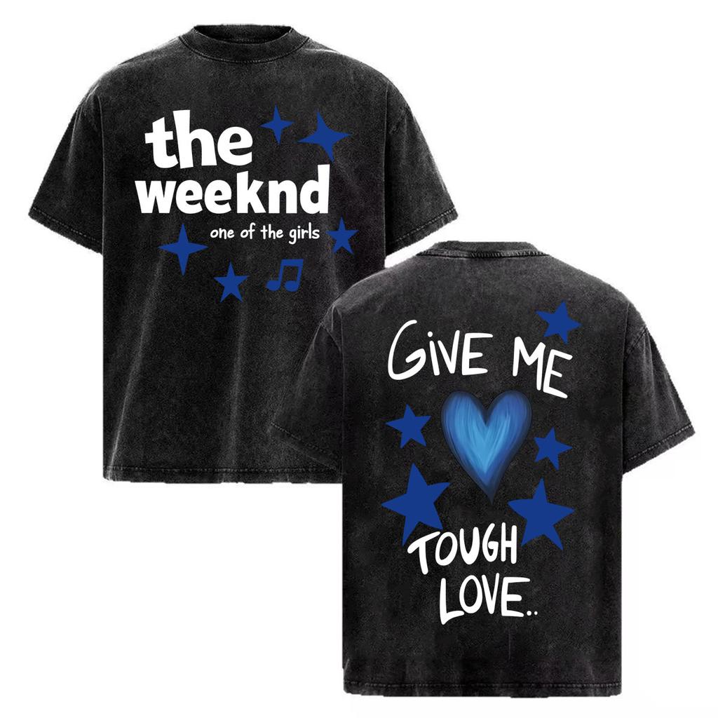 The Weeknd "one of The Girls" Letters Print T-Shirt Men Women Hip Hop Vintage Washed T-shirts High Quality Casual Cotton T Shirt