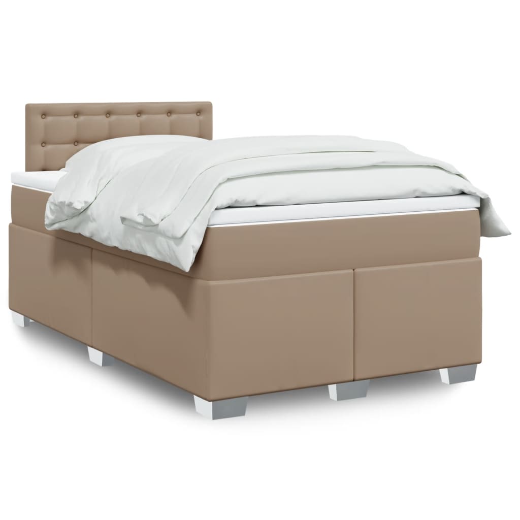 Box Spring Bed Mattress Cappuccino Brown 120 X 190 Cm Artificial Leather