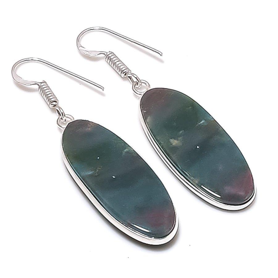 Natural Bloodstone Gemstone 925 Sterling Silver Jewelry Earring 1.97  AEE-11066