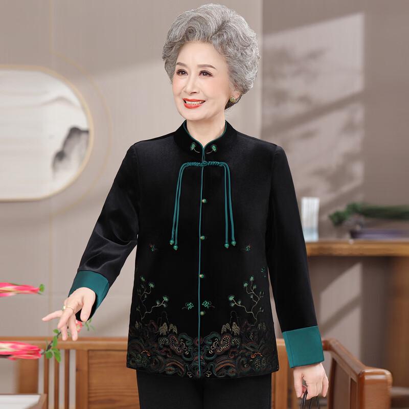 Yalu Elderly Mother's Floral Cheongsam-Style Festive Jacket