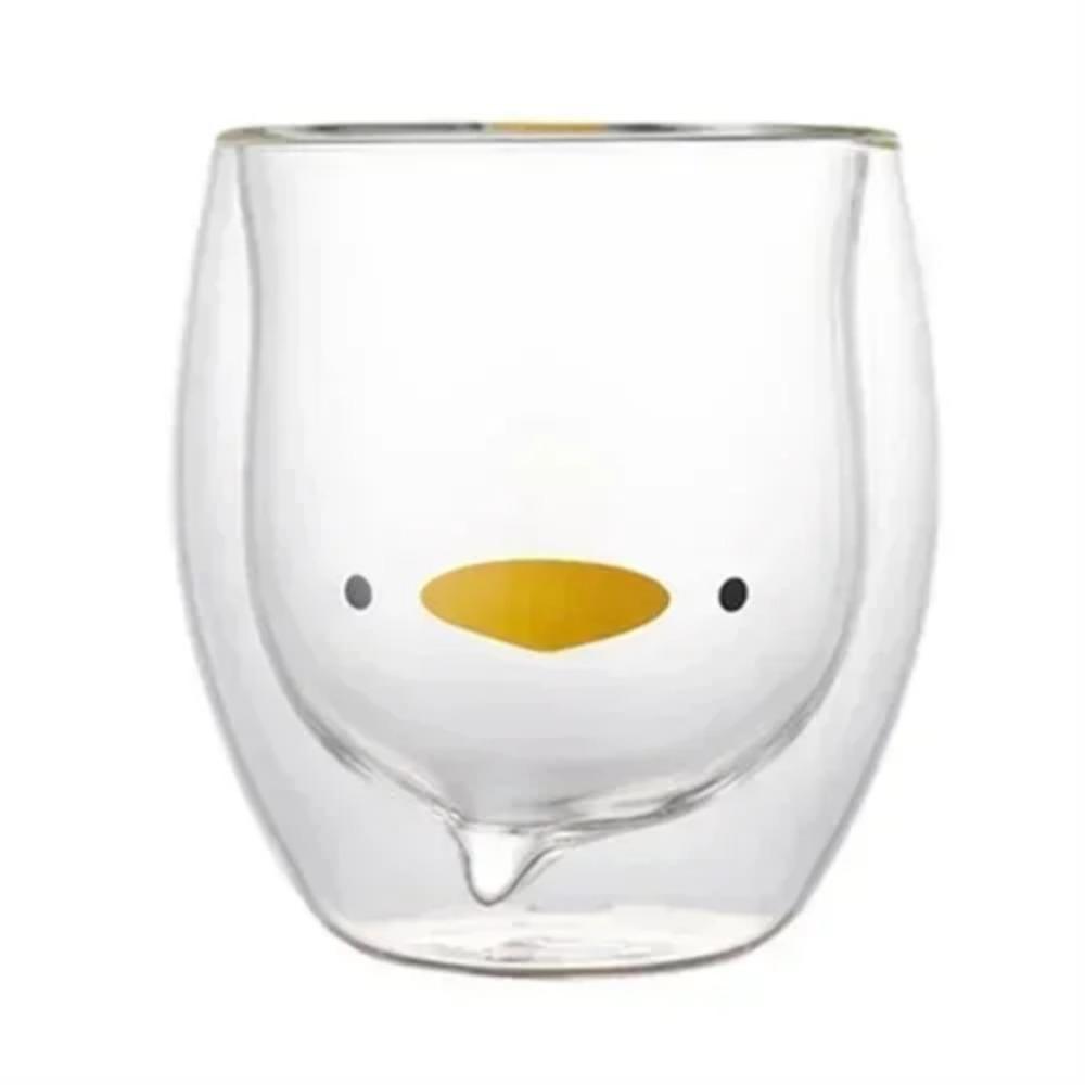 Double Wall Glass High Borosilicate Coffee Cup Heat Resistant Cute Animal Style Tea Mug Milk Juice Drink Glass for Friends Gifts