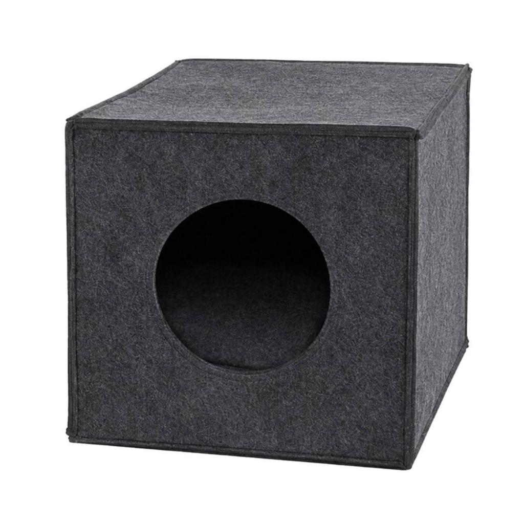 Foldable Feline Cube with Front Entrance Cozy Felt Cat House Pet Furnishings for