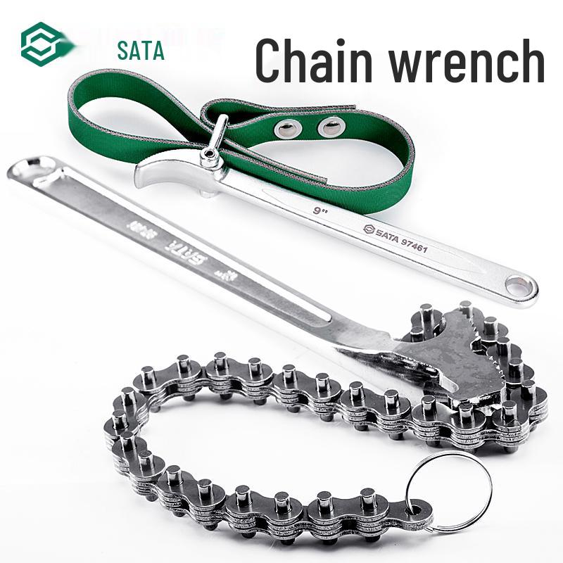 SATA Multi-Functional Chain Wrench & Pliers for Automotive Repair 97461 Belt Wrench 9 inch