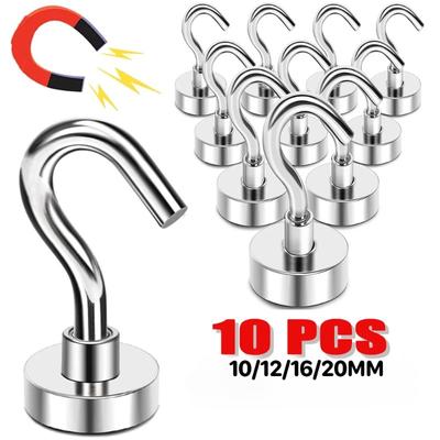 10 Stück Neodym-Magnethaken zur Wandmontage, extra starker Cruise-Haken, starke Magnethaken aus Metall für den Innen- und Außenbereich, Kühlschrank, Küche