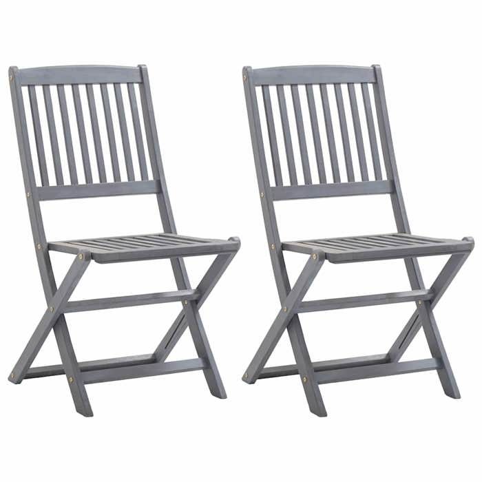 VidaXL Set of 2 Outdoor Folding Chairs with Cushions, Patio Seats, Dining Chairs, Patio Furniture 3064536