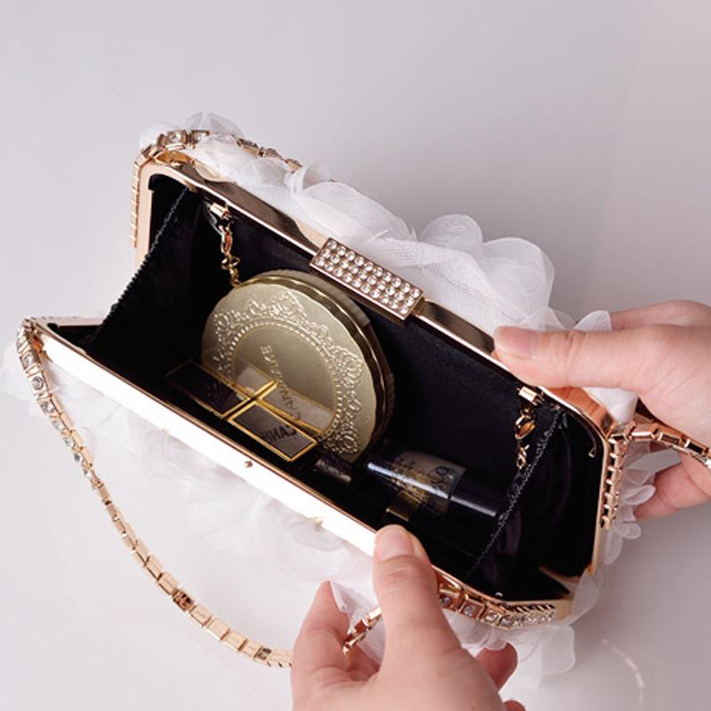 Flower Designer Clutch Bag Diamond Chain Phone Cross Bag Crystals Bling Elegant Party Handbags Luxury Top Quality Clutch Purses