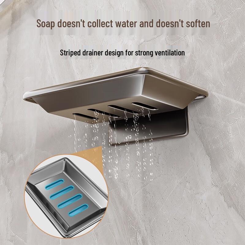 No-Punch Wall-Mounted Double-Layer Soap Holder