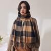 Womens Plaid Scarf Soft Acrylic Knit Wrap Shawl Warm Winter Accessory Long 70x180cm Vintage Style