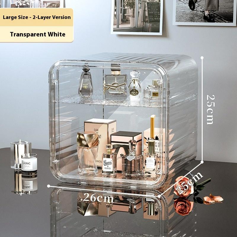 Cosmetics Storage Box Light Luxury Dust Box Dresser Perfume Skin Care Products Powder Mask Large Capacity Storage Shelf