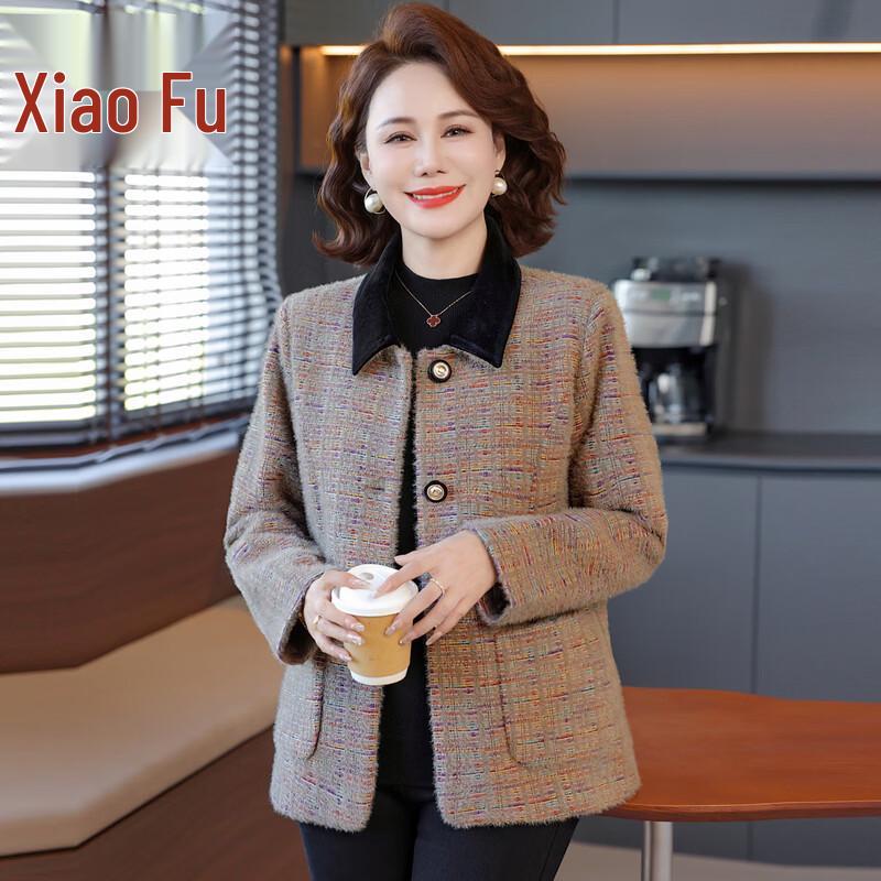 Middle-Aged Women s Stylish Plaid Spring Coat 3XL