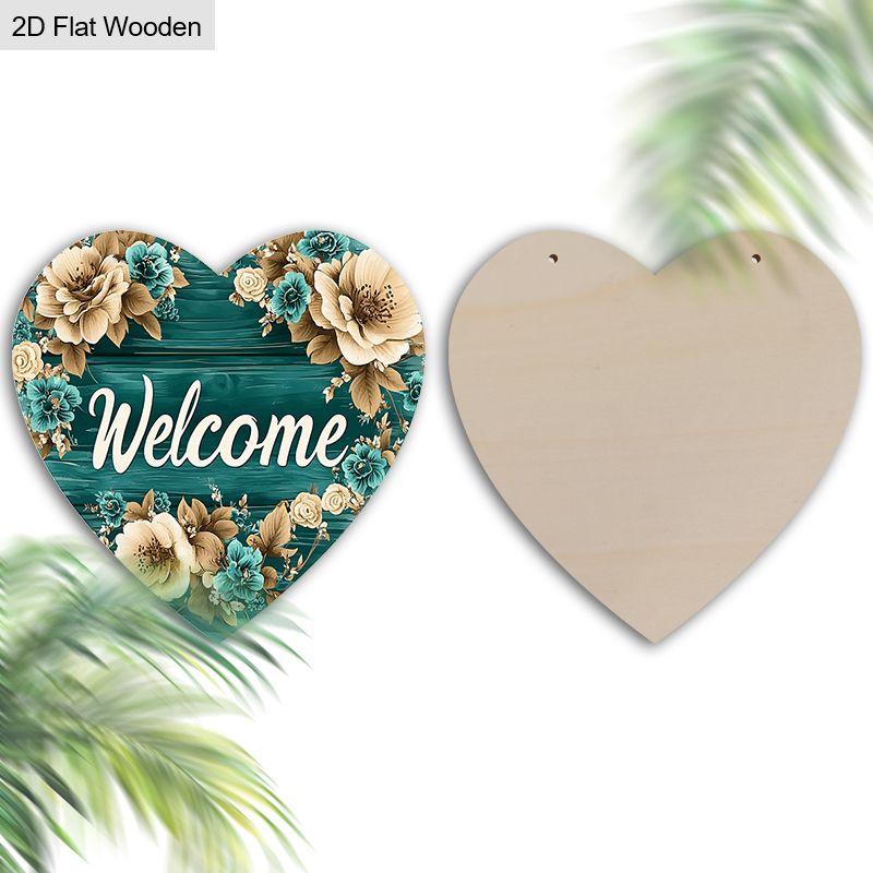 Wooden hanging decorative sign, welcome signs,Love heart shape pendant, indoor or garden decorations, 2D flat pendants, housewarming gifts for friends