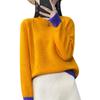 Women's Color-Block Knit Wool Sweater: Slimming, Thick, Round Neck Base Layer for Autumn and Winter