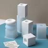 Square Striped Candle Holder Silicone Mold DIY Nordic Candlestick Ornament Making Plaster Resin Craft Casting Molds Home Decor