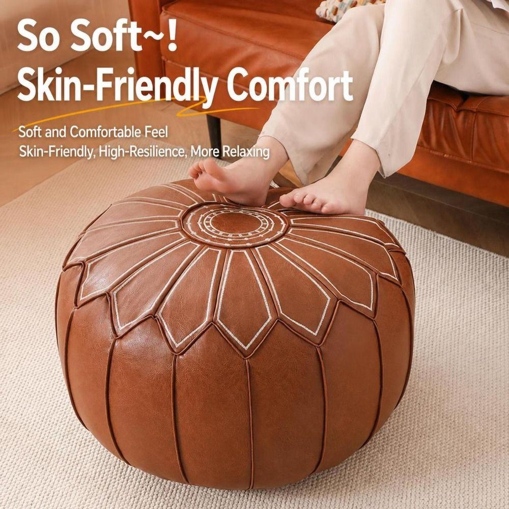 Runde Form Füllbarer Ottoman Pouf PU-Leder Runde Pouf-Abdeckung Neuer Aufbewahrungs-Ottoman Für den Heimgebrauch