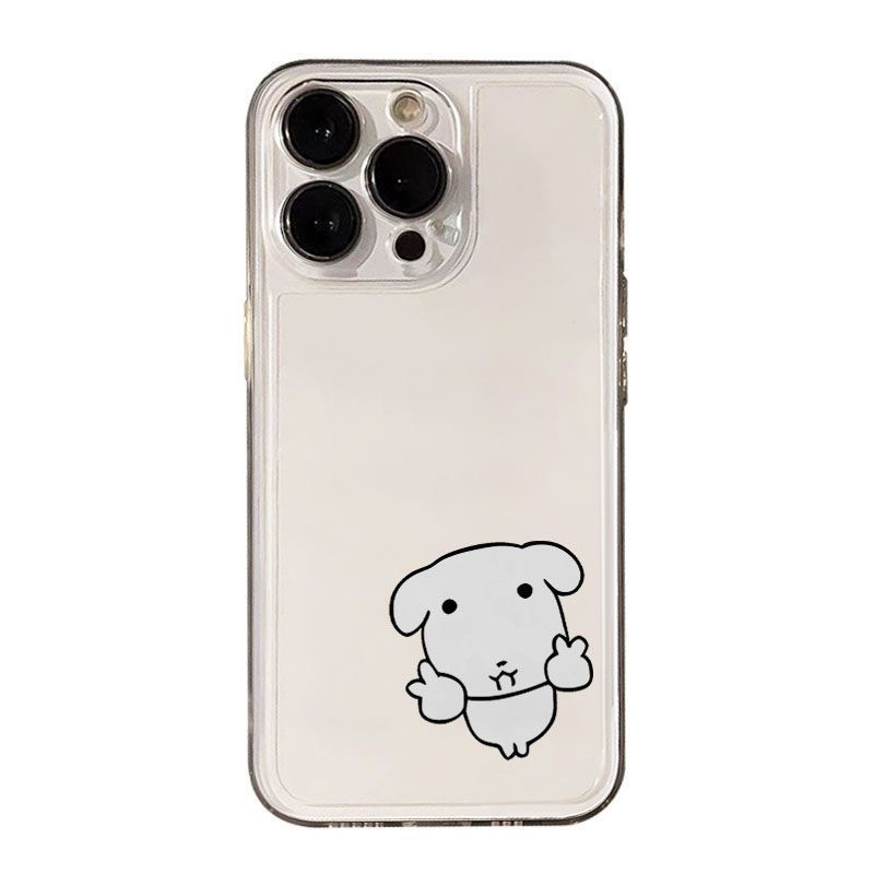 Korean Ins Cute Puppy Cat Transparent Phone Case For IPhone 17 17E 16E 15 Pro Max 12 14 11 16 13 Protective Shell Coque Cover
