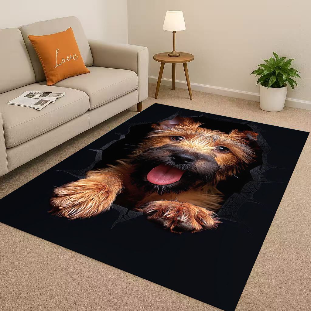 27 Stil Durchbrechende Wand 3D-Illusion Hund Welpe Wohnzimmer Rutschfester Teppich für Schlafzimmer Spielzimmer Sofa, Heimdekoration Fußmatte