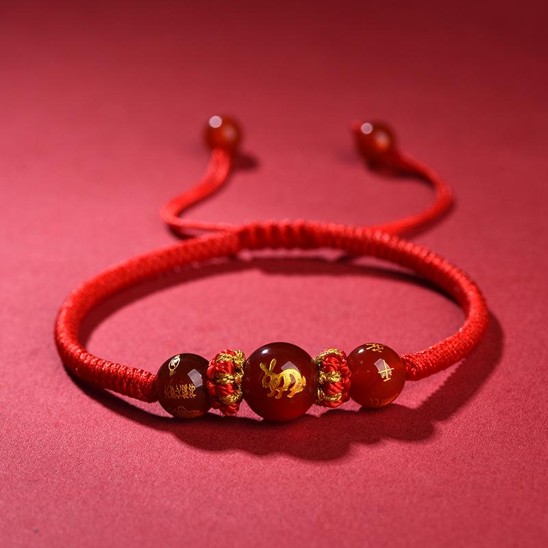 2026 Jahr des Pferdes Rotes Band Armband: Handgeknüpftes Rotes Seil für Tai Sui, Pferd, Ratte, Ochse und Hase