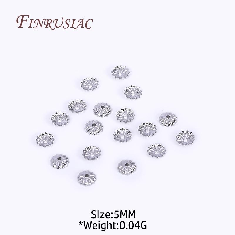 Jewelry Beads Caps Making DIY Findings Accessories 5MM 18K Gold Plated Brass Metal Corrugated Bead Caps Flower Caps For Beads 100 PCS