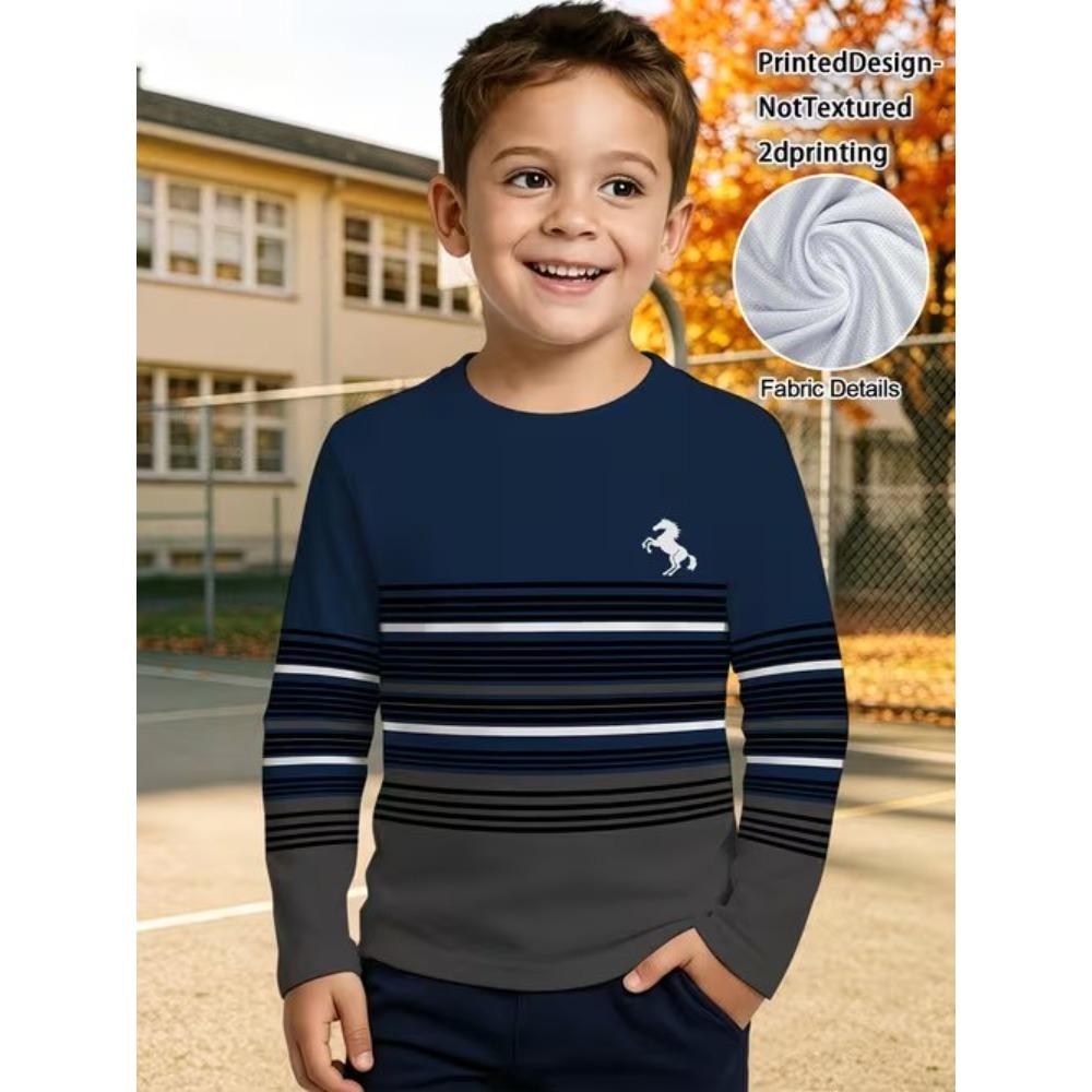 Kids Crew Neck Long Sleeve T‑Shirt, Cartoon Animal 3D Print Casual Loose Halloween Party Daily Wear Tops for Children
