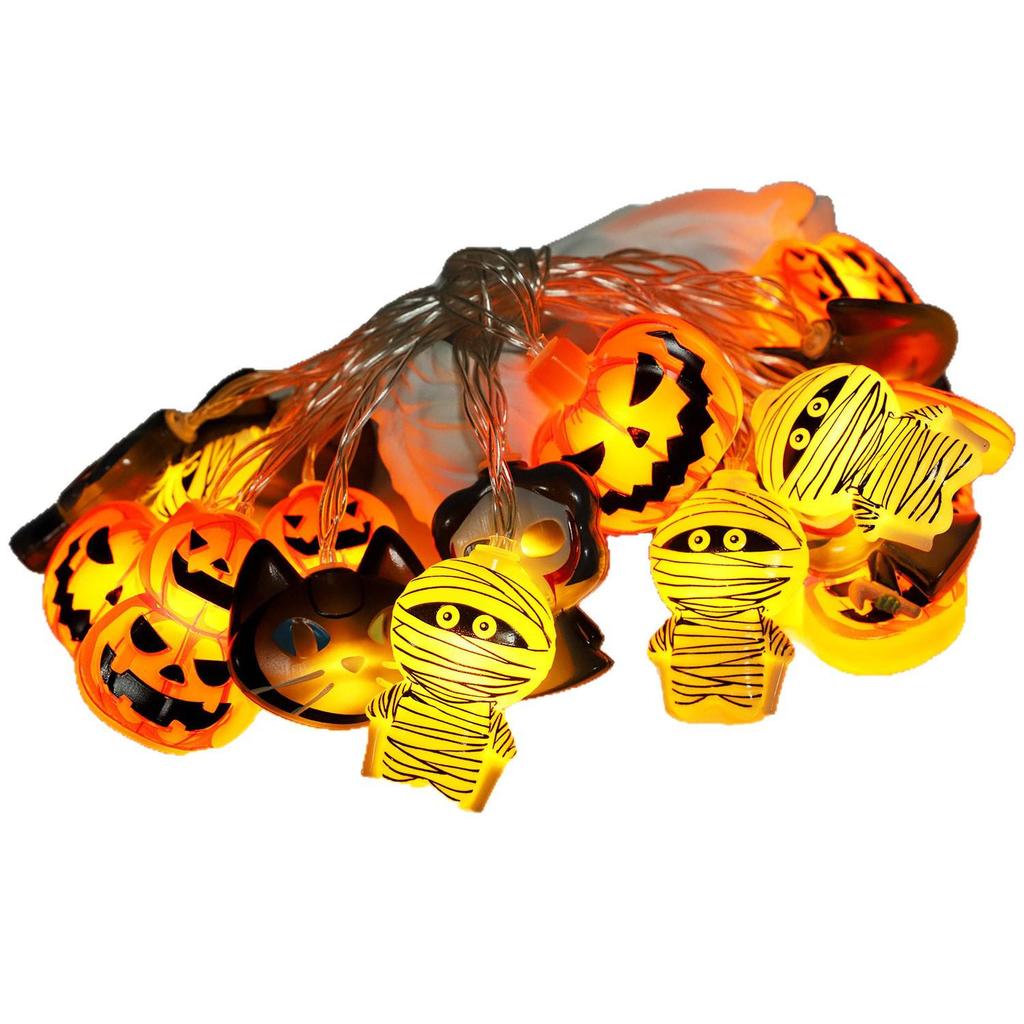 Halloween LED String Lights: Pumpkin, Bat, Devil, & Colorful Prints for Festive Decor
