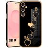 Coque pour Samsung Galaxy S25 FE, Protection Souple Silicone Antichoc avec Bracelet Motif Cœur Noir
