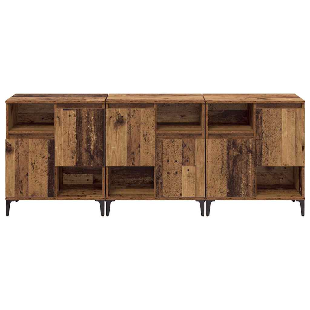 Sideboards 3 pcs Reclaimed Wood Look 60 x 35 x 70 cm Engineered Wood