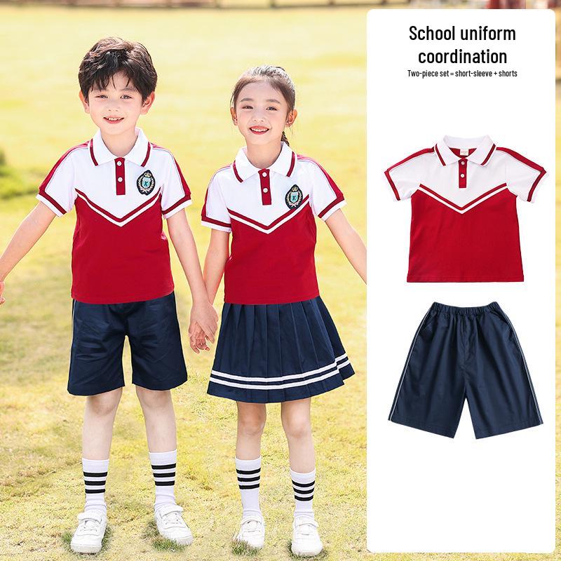 Herbst Kindergartenschule & Grundschule Rotes Uniformset für Sport und Aufführungen