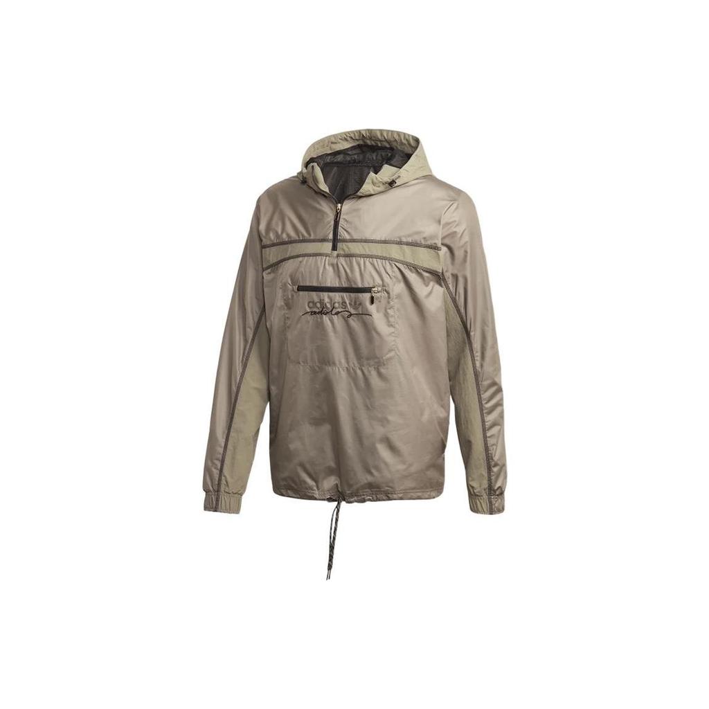 Adidas Originals Trefoil Embroidered Half-Zip Hoodie Jacket Men Tops Grey GD9300