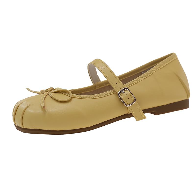 Mary Jane shoes bow single shoes women 2025 soft-soled shallow mouth flat-soled beanie shoes women