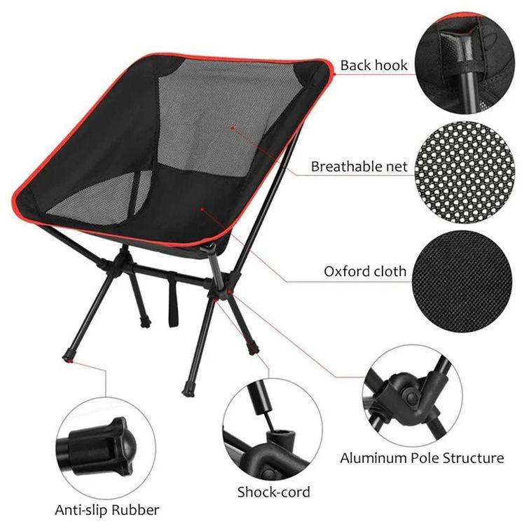 Ultra-light Folding Aluminum Camping & Fishing Chair - Portable Beach & Leisure Moon Chair
