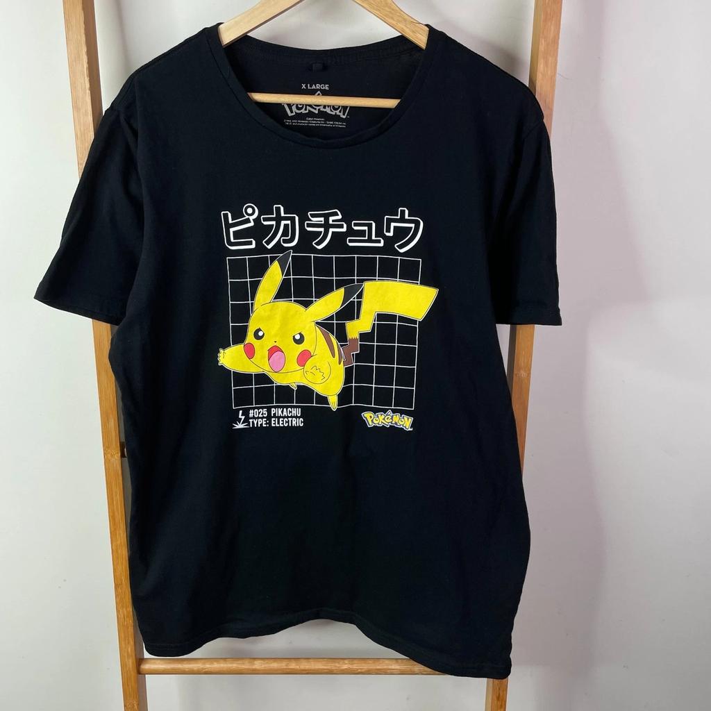 T-shirt Pokemon Homme Extra Large Noir Imprimé Graphique Pikachu Anime Manches Courtes