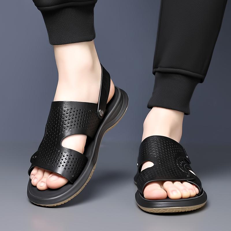 Fashion Leather Men Sandals Fashion Summer Outdoor Non-slip Hiking Trekking Shoes for Men Breathable Beach Slippers Casual Sneakers Men