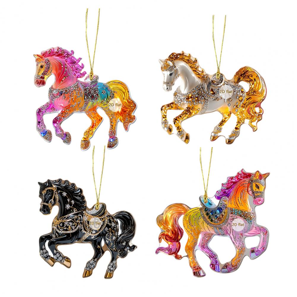 

Timeless Holiday Decor Horse Christmas Ornament Equestrian-themed Acrylic Christmas Ornaments for Horse Lovers 2d Flat for Horse