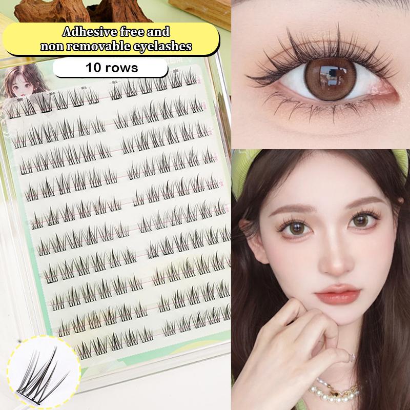 10 Rows Sunflower Glue-Free False Eyelashes Diy Segmented Reusable No-Removal Thick Lash Extension Enlarge Eyes Daily Use