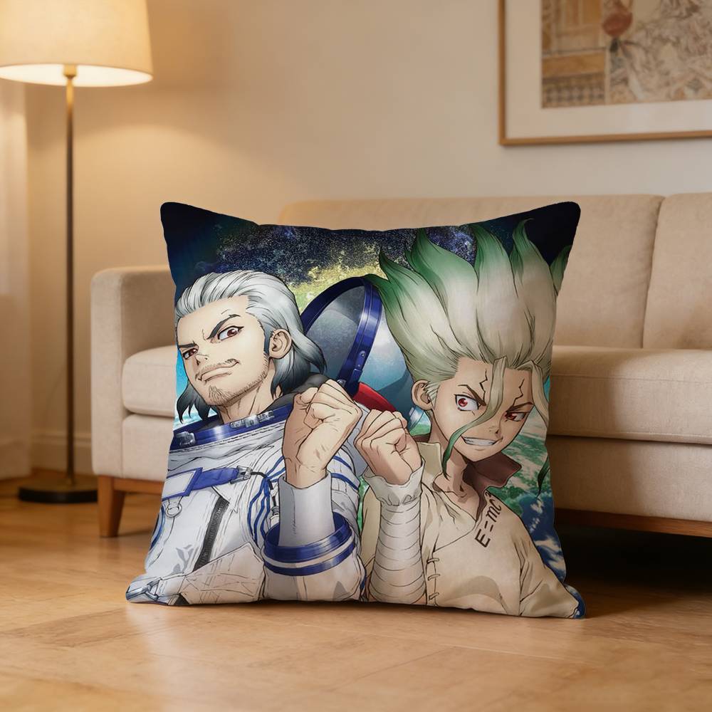Anime D-Dr. Stone Pillow Case Pattern Printed Pillowcase For Living Room Sofa Cushion Cover