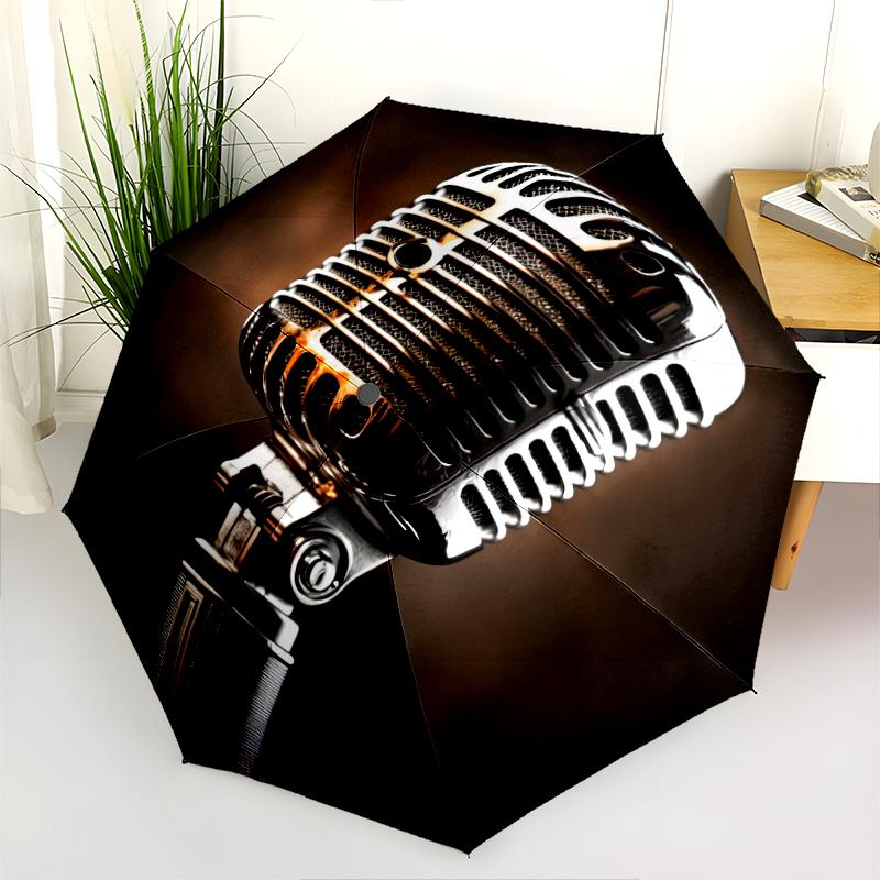 1 Stück Musik-Thema Regenschirm Tragbarer Faltregenschirm Eisenrahmen Lochknochenstruktur Outdoor Heimregenschirm A25
