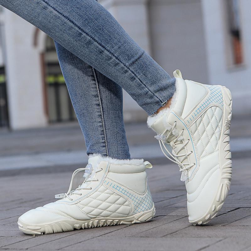 Women’s Winter Boots Outdoor Men’s Green Wide Palm Warm Cotton-padded Shoes High Top Hiking Boots for Couple Plus Size