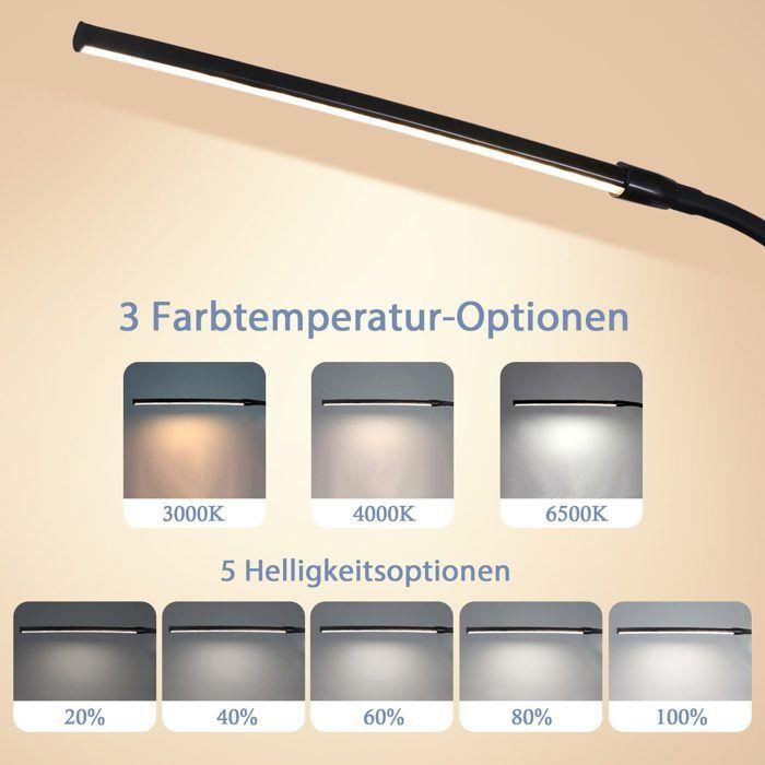 Lampe de table - NETTLIFE - Lampe de bureau LED - Noir - 3 couleurs - 5 niveaux, USB 5W