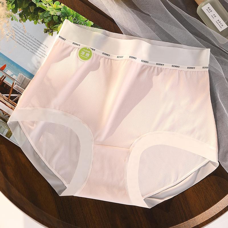 

Плюс размер женское прохладное ледяное шелковое бесшовное нижнее белье с высокой талией из чистого хлопка 7A с антибактериальным промежностным эффектом и небольшим ароматом 3XL светло-розовый